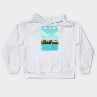 Dublin Ireland Minimal Retro Travel Poster Kids Hoodie